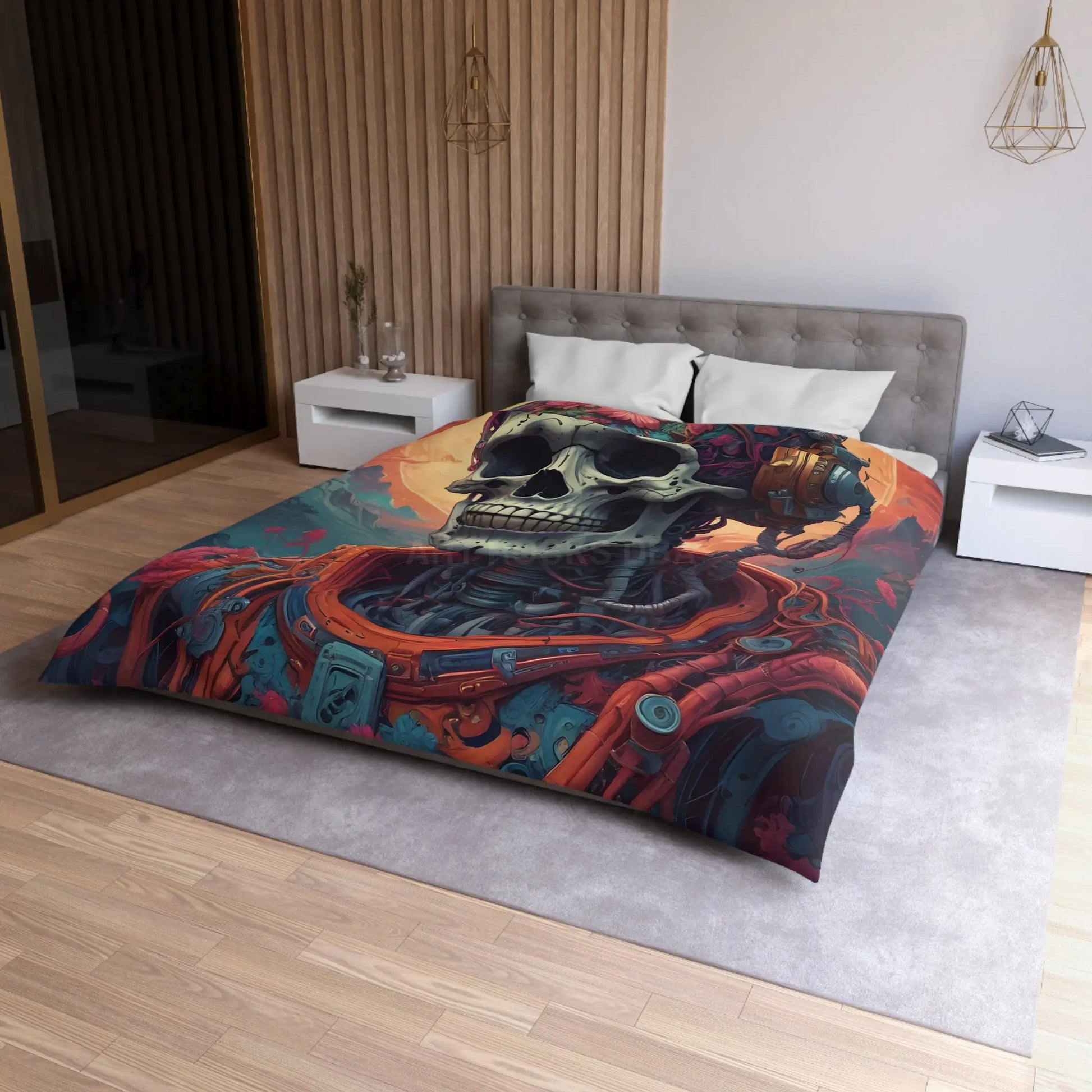 Cosmic Skeleton Microfiber Duvet Cover - Home Decor