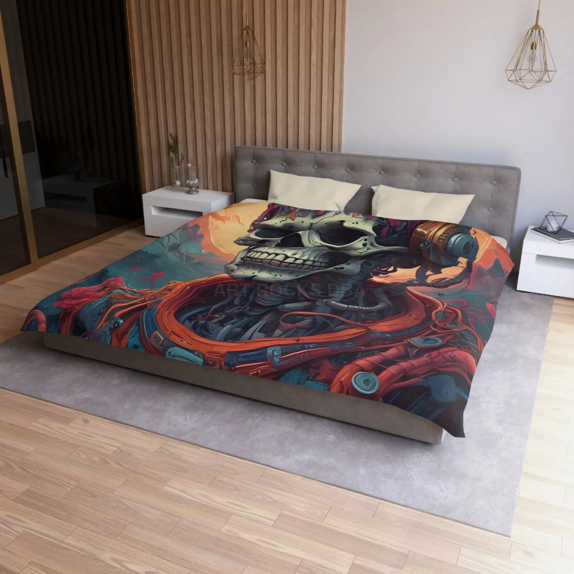 Cosmic Skeleton Microfiber Duvet Cover - Home Decor