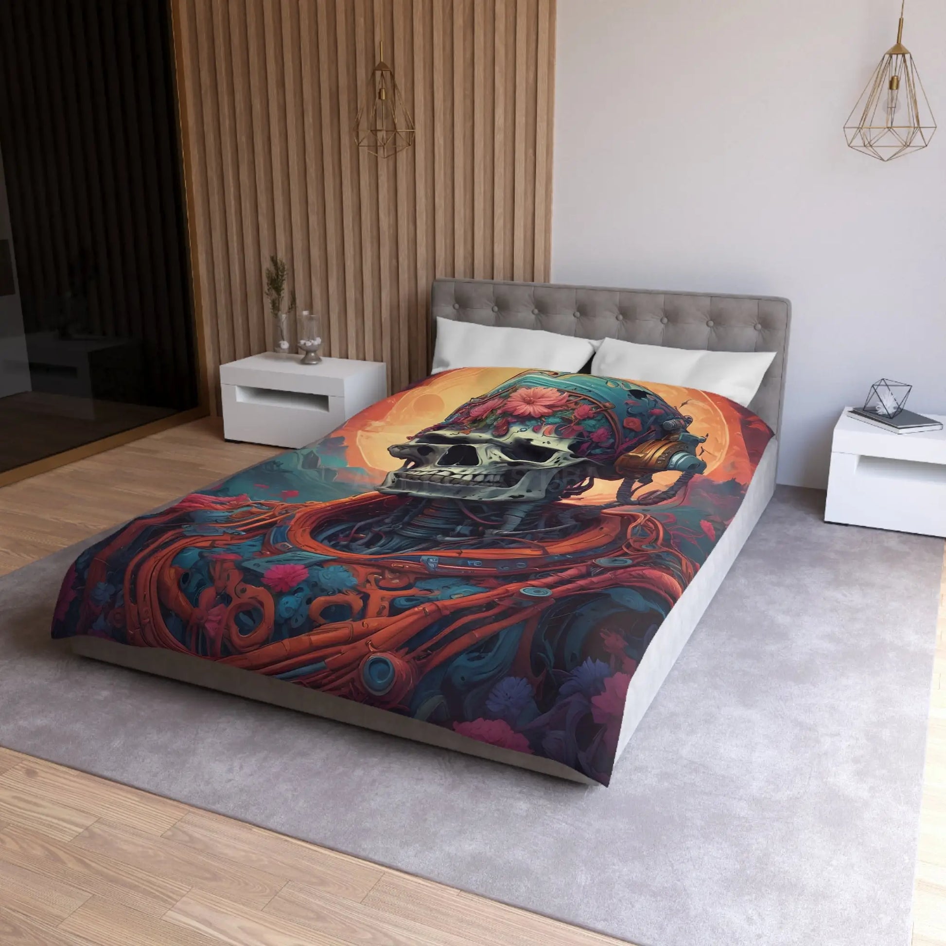 Cosmic Skeleton Microfiber Duvet Cover - Home Decor