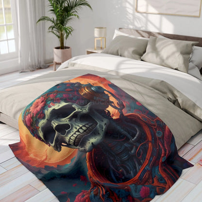 Cosmic Skull Art Fleece Blanket - Home Decor