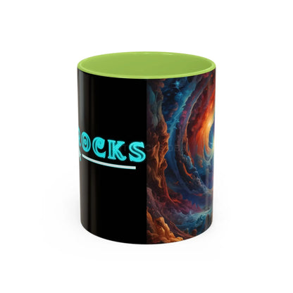 Cosmic Swirl Coffee Mug – Nebula Art 11/15oz Accent Mug - 11oz / Light Green - Mug