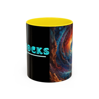 Cosmic Swirl Coffee Mug – Nebula Art 11/15oz Accent Mug - 11oz / Yellow - Mug