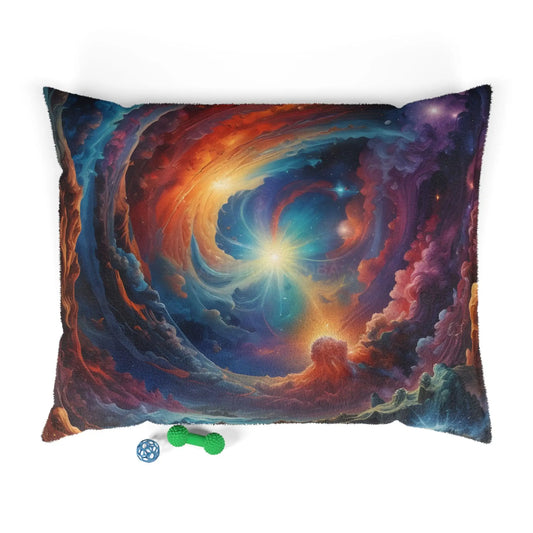 Cosmic Swirl Pet Bed — Galaxy Nebula Print Pillow for Dogs & Cats - 50’’ × 40’’ - Pets