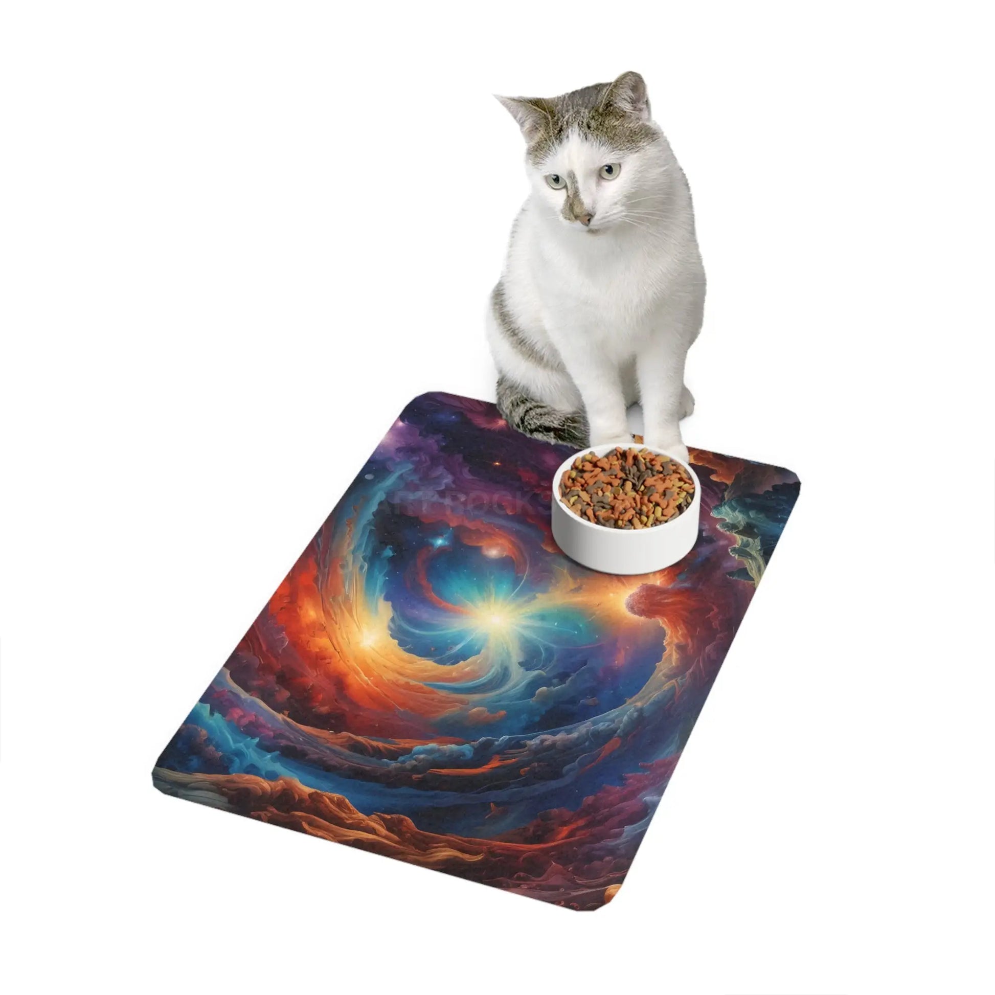 Cosmic Swirl Pet Food Mat (12x18) - 12’’ × 18’’ / Rectangle - Pets