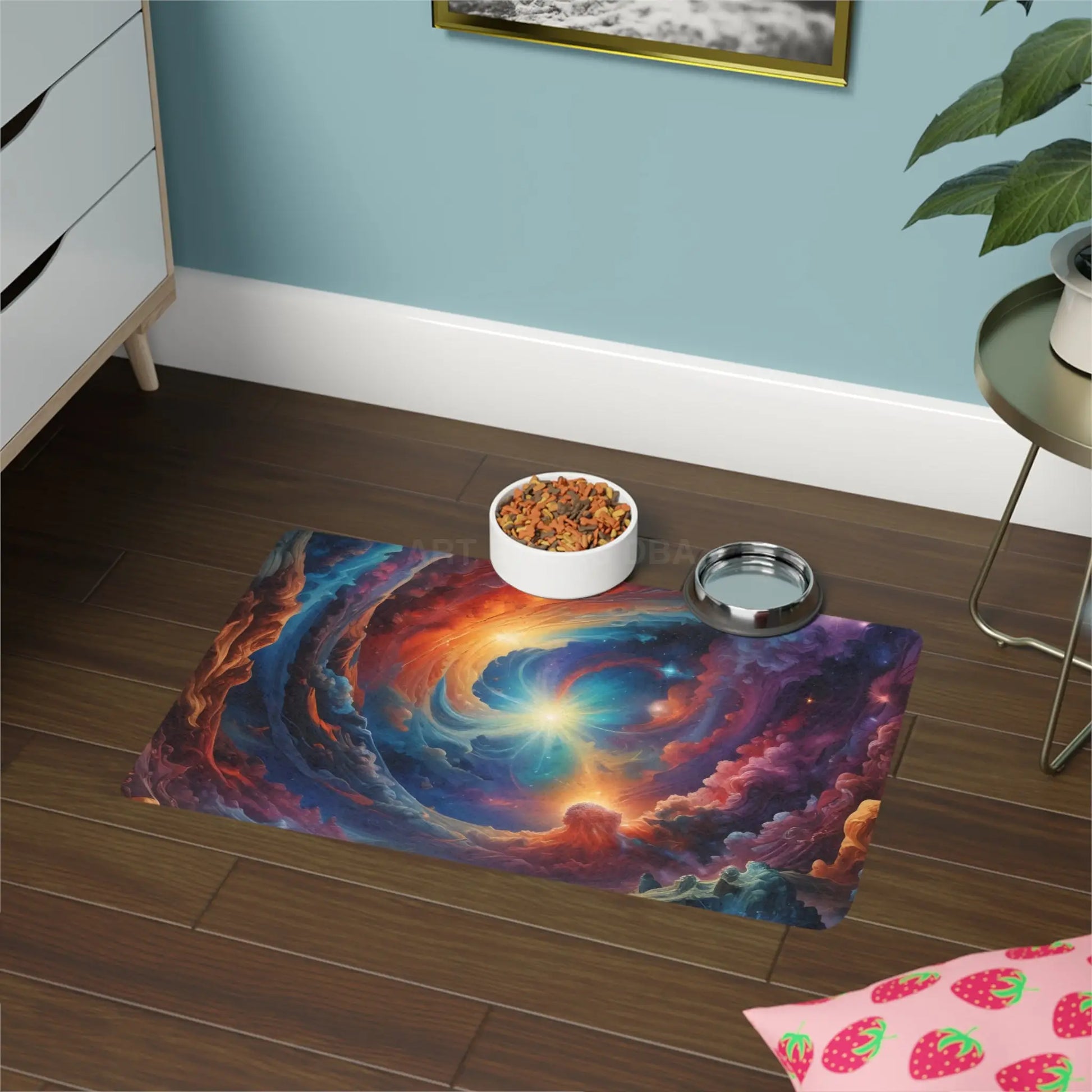 Cosmic Swirl Pet Food Mat (12x18) - 12’’ × 18’’ / Rectangle - Pets