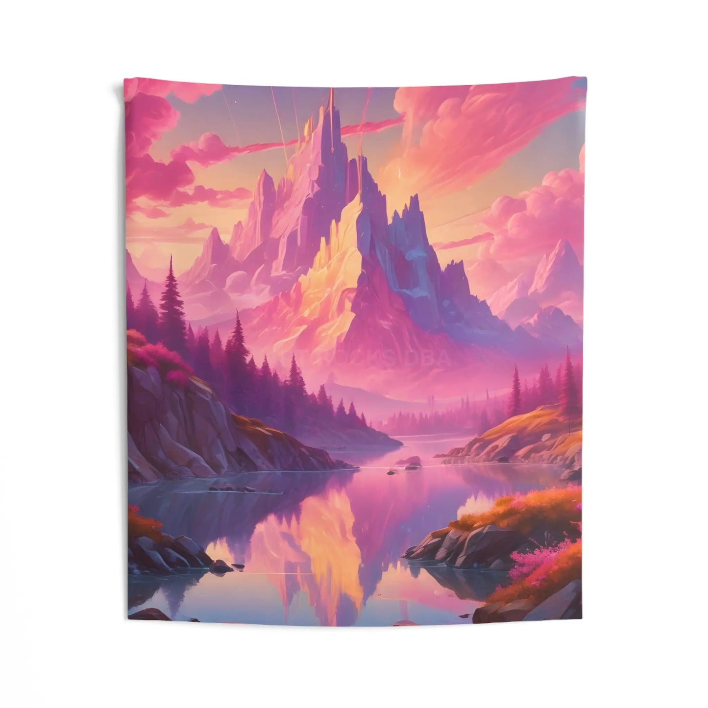 Cotton Candy Mountain Pink Tapestry - Boho Home Decor Wall Hanging Bedroom Art Meditative Decor Cozy Room Accent - 50’’