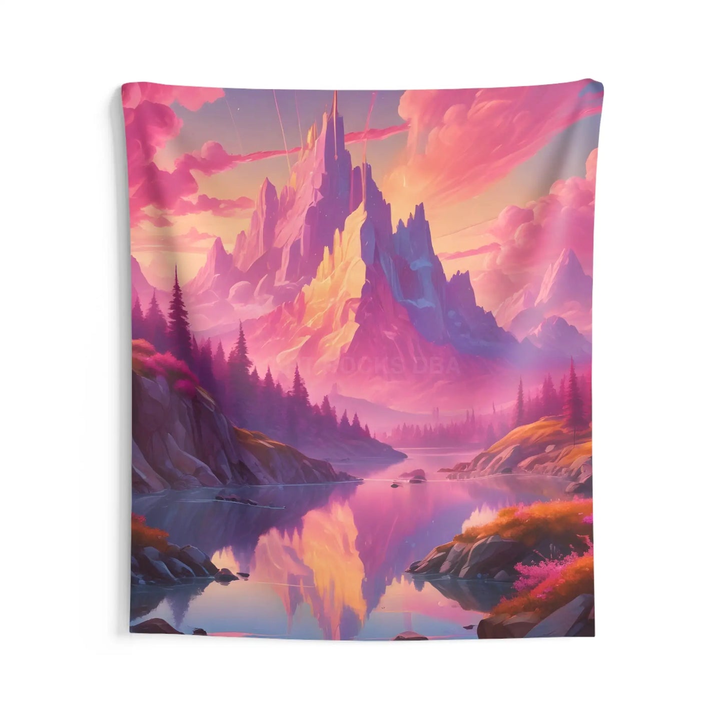 Cotton Candy Mountain Pink Tapestry - Boho Home Decor Wall Hanging Bedroom Art Meditative Decor Cozy Room Accent - 68’’