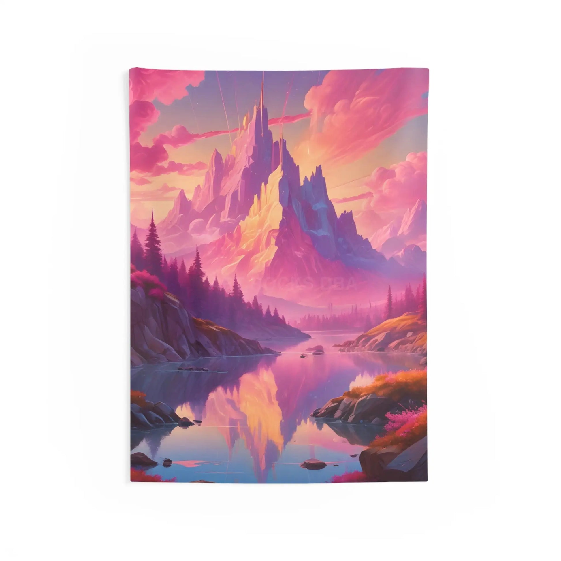 Cotton Candy Mountain Pink Tapestry - Boho Home Decor Wall Hanging Bedroom Art Meditative Decor Cozy Room Accent - 26’’