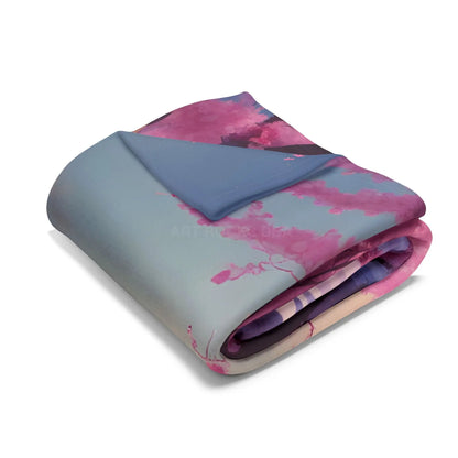 Cozy Arctic Fleece Blanket - Pink Cherry Blossom Scene Soft Throw for Home Gift for Nature Lovers Winter Decor Cozy