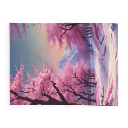 Cozy Arctic Fleece Blanket - Pink Cherry Blossom Scene Soft Throw for Home Gift for Nature Lovers Winter Decor Cozy