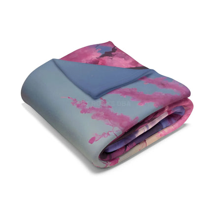 Cozy Arctic Fleece Blanket - Pink Cherry Blossom Scene Soft Throw for Home Gift for Nature Lovers Winter Decor Cozy