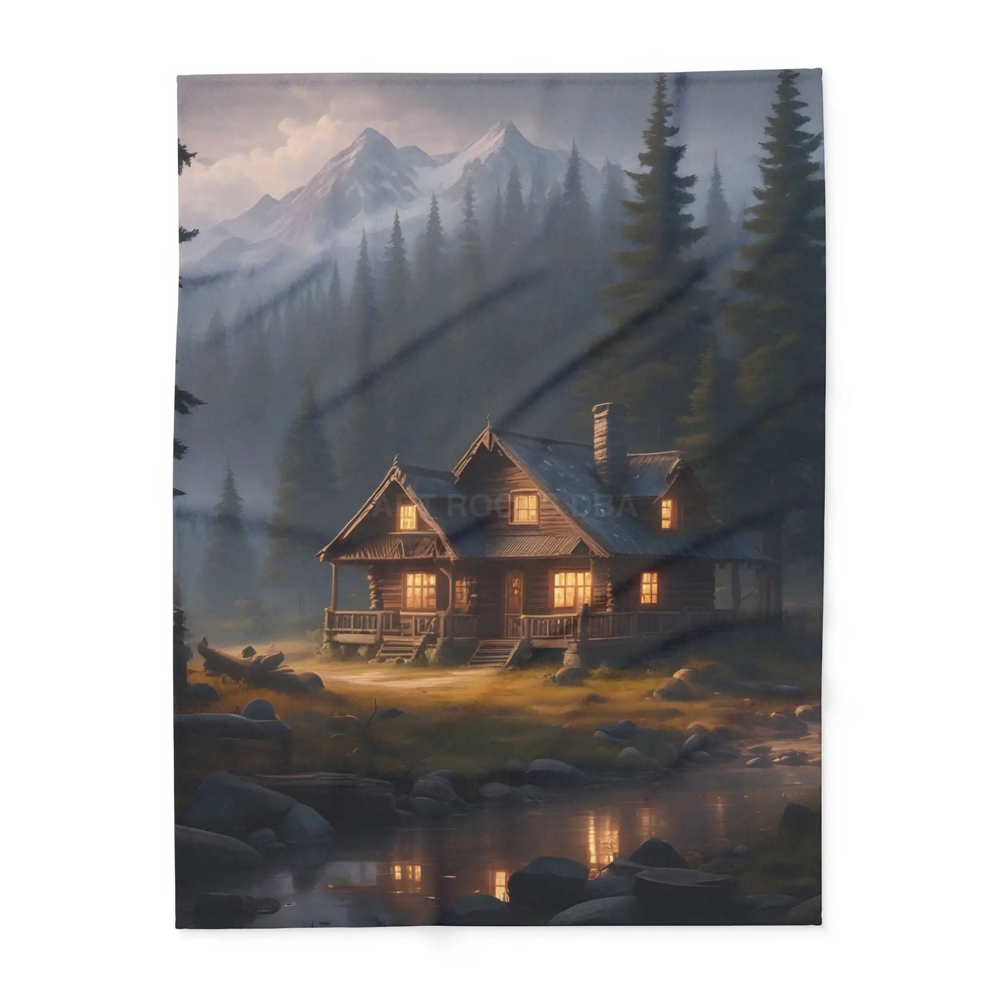 Cozy Arctic Fleece Blanket - Serene Cabin Design for Warmth & Comfort Perfect Gift for Home Decor Camping Relaxation