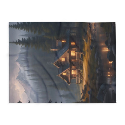 Cozy Arctic Fleece Blanket - Serene Cabin Design for Warmth & Comfort Perfect Gift for Home Decor Camping Relaxation