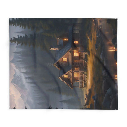 Cozy Arctic Fleece Blanket - Serene Cabin Design for Warmth & Comfort Perfect Gift for Home Decor Camping Relaxation