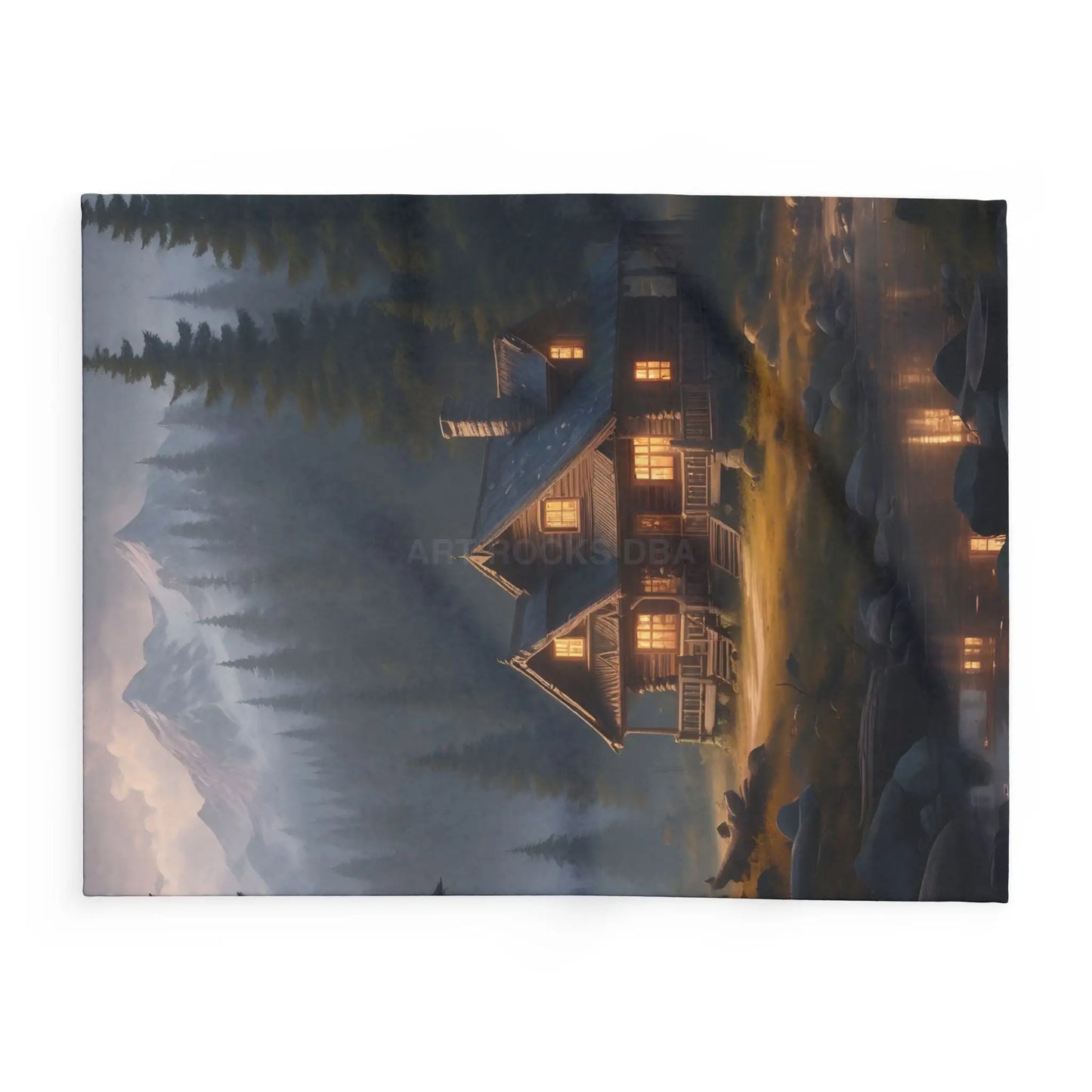 Cozy Arctic Fleece Blanket - Serene Cabin Design for Warmth & Comfort Perfect Gift for Home Decor Camping Relaxation