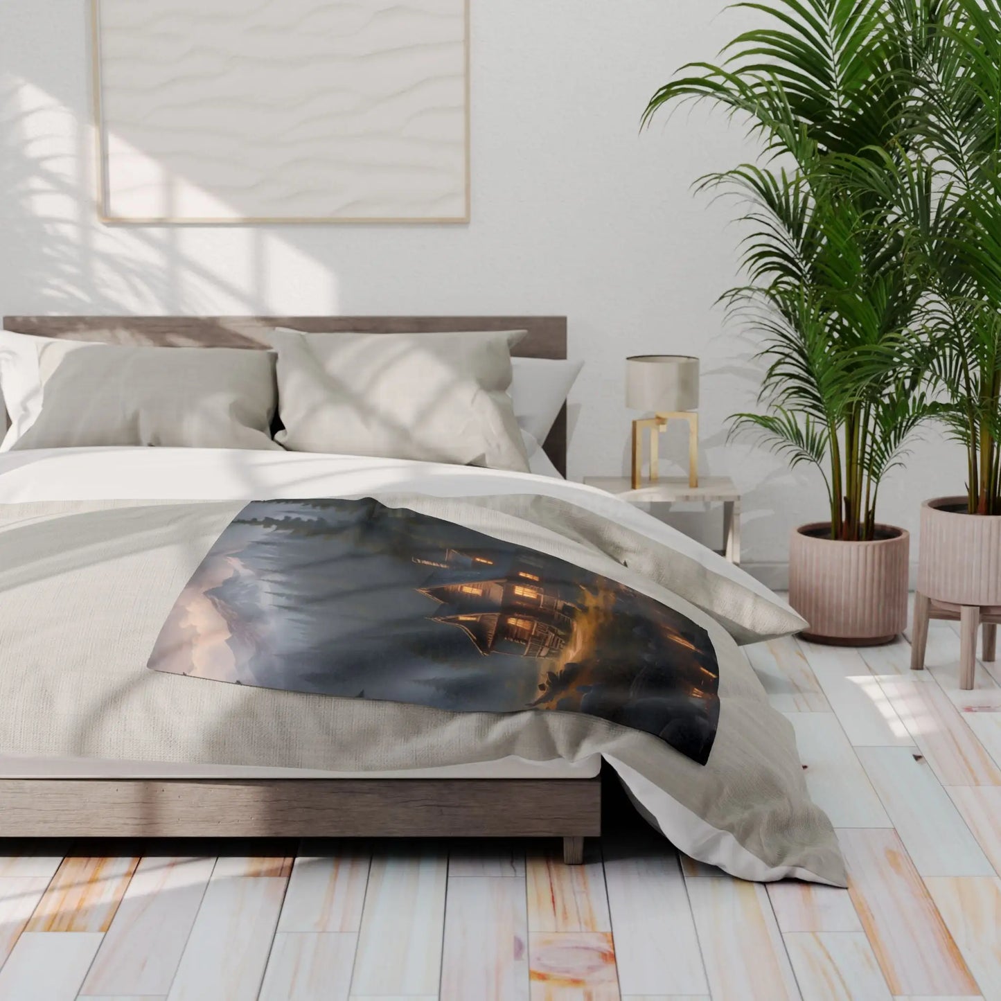 Cozy Arctic Fleece Blanket - Serene Cabin Design for Warmth & Comfort Perfect Gift for Home Decor Camping Relaxation