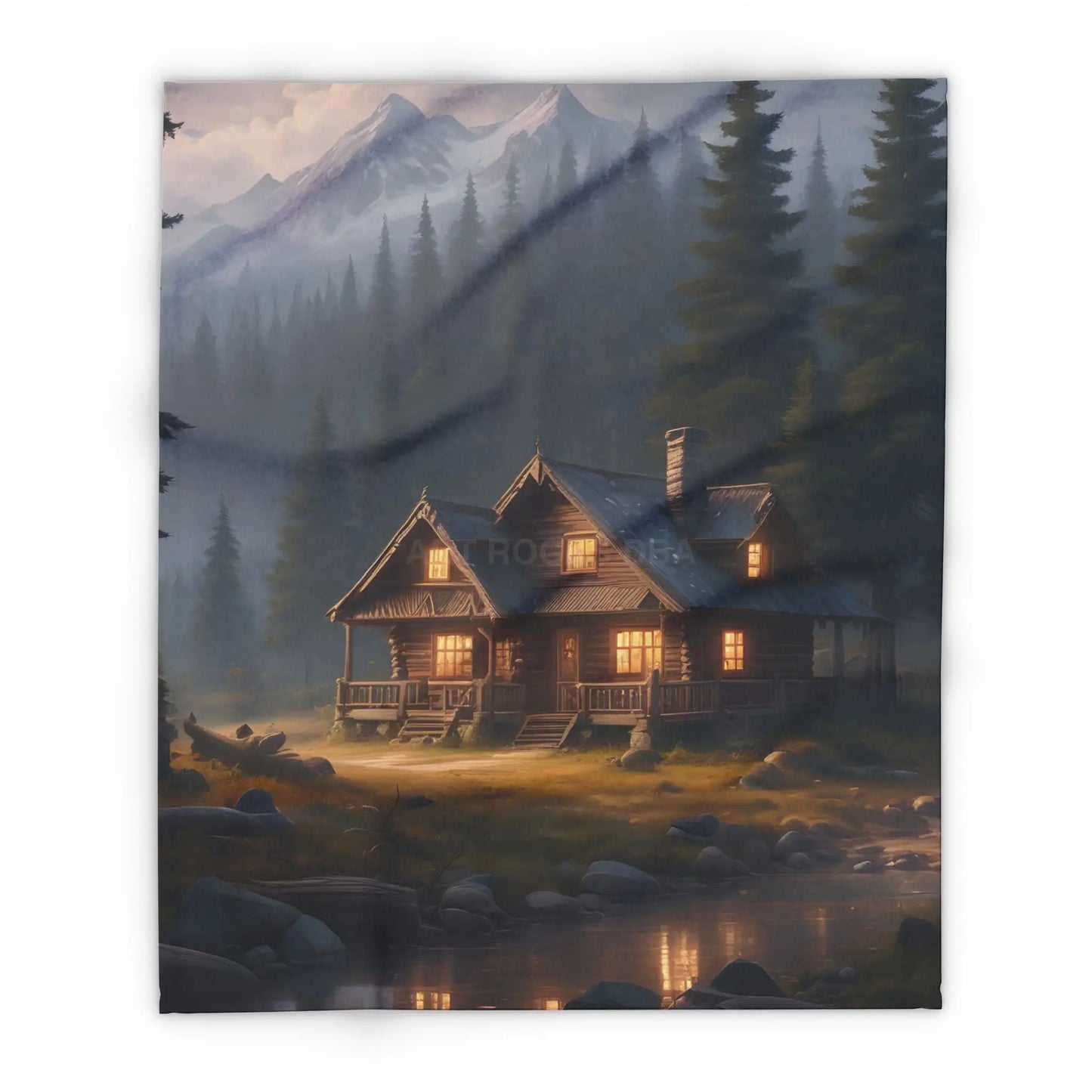 Cozy Arctic Fleece Blanket - Serene Cabin Design for Warmth & Comfort Perfect Gift for Home Decor Camping Relaxation