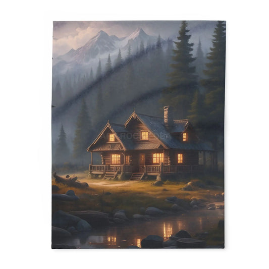 Cozy Arctic Fleece Blanket - Serene Cabin Design for Warmth & Comfort Perfect Gift for Home Decor Camping Relaxation