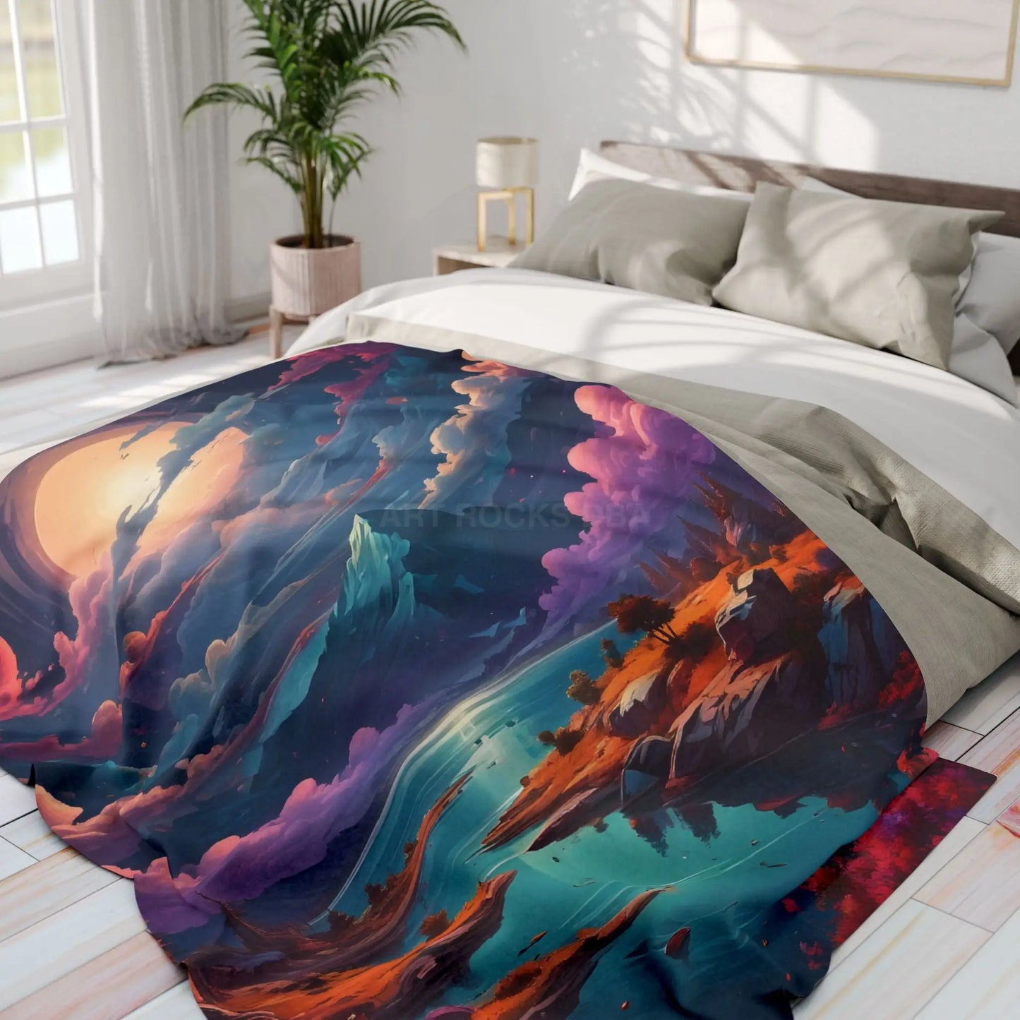 Cozy Arctic Fleece Blanket with Enchanting Landscape Design | Perfect for Home Decor Gifting Camping Cozy Nights