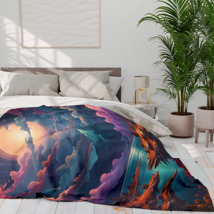 Cozy Arctic Fleece Blanket with Enchanting Landscape Design | Perfect for Home Decor Gifting Camping Cozy Nights