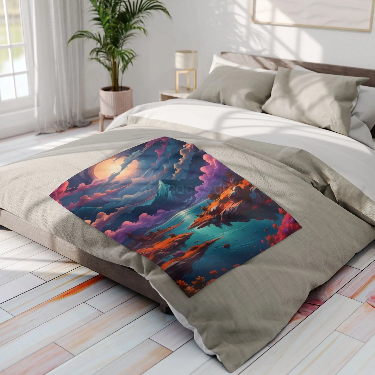 Cozy Arctic Fleece Blanket with Enchanting Landscape Design | Perfect for Home Decor Gifting Camping Cozy Nights