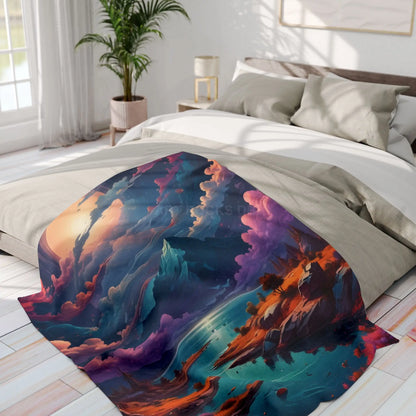 Cozy Arctic Fleece Blanket with Enchanting Landscape Design | Perfect for Home Decor Gifting Camping Cozy Nights