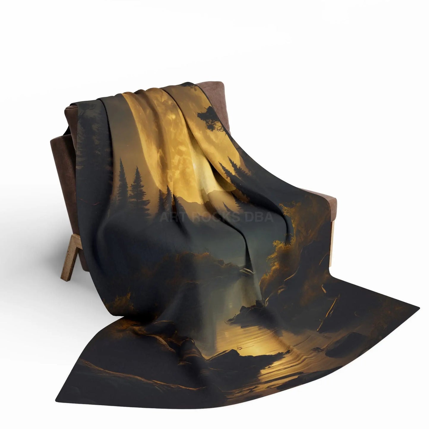 Cozy Arctic Fleece Blanket with Moonlit Forest Design Soft Throw Winter Decor Gift for Nature Lovers Home Warmth - Home