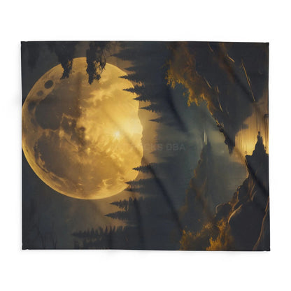 Cozy Arctic Fleece Blanket with Moonlit Forest Design Soft Throw Winter Decor Gift for Nature Lovers Home Warmth - Home