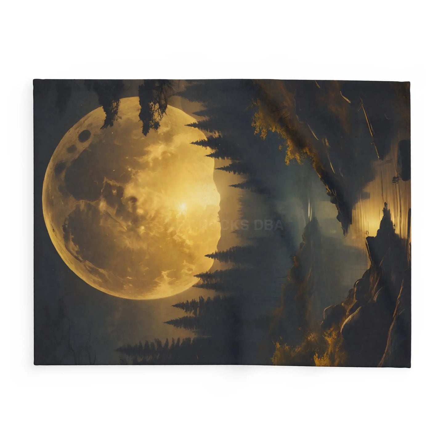 Cozy Arctic Fleece Blanket with Moonlit Forest Design Soft Throw Winter Decor Gift for Nature Lovers Home Warmth - Home