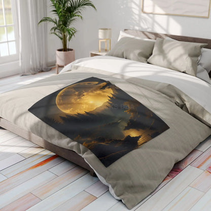 Cozy Arctic Fleece Blanket with Moonlit Forest Design Soft Throw Winter Decor Gift for Nature Lovers Home Warmth - Home