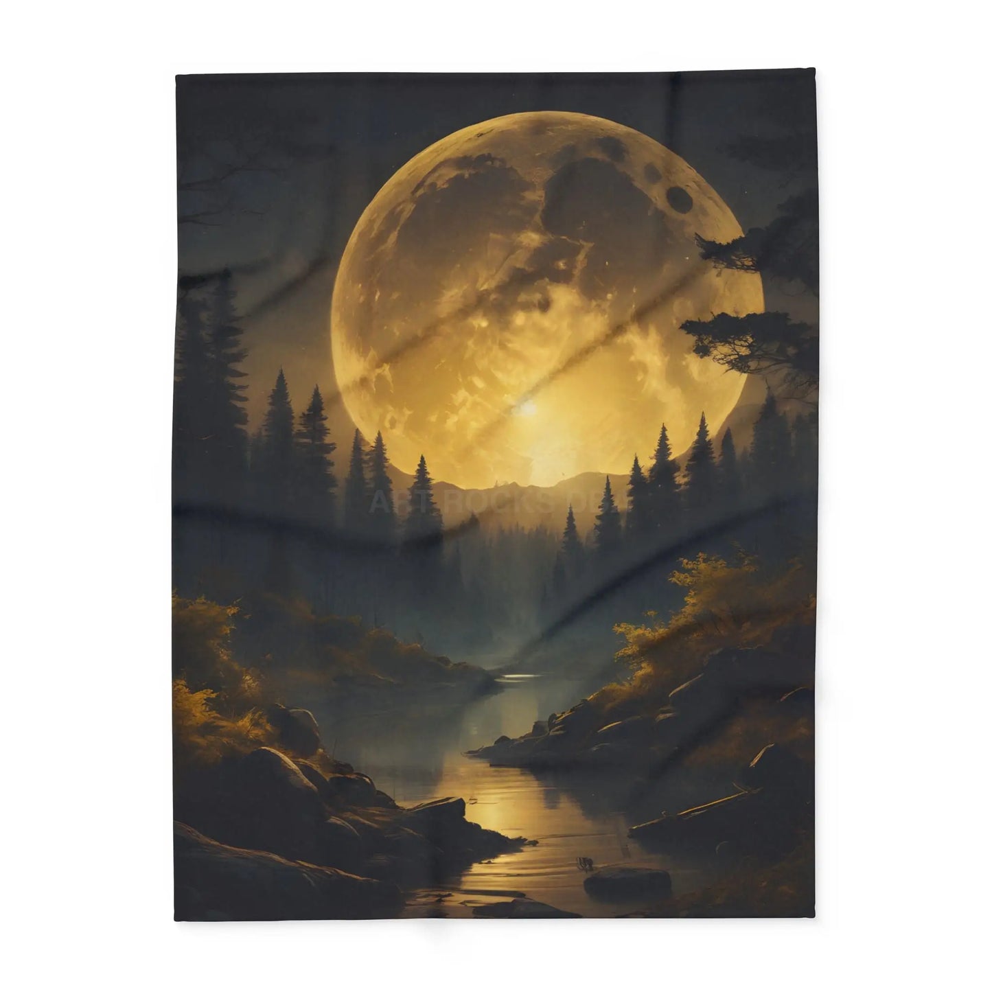Cozy Arctic Fleece Blanket with Moonlit Forest Design Soft Throw Winter Decor Gift for Nature Lovers Home Warmth - 60’’