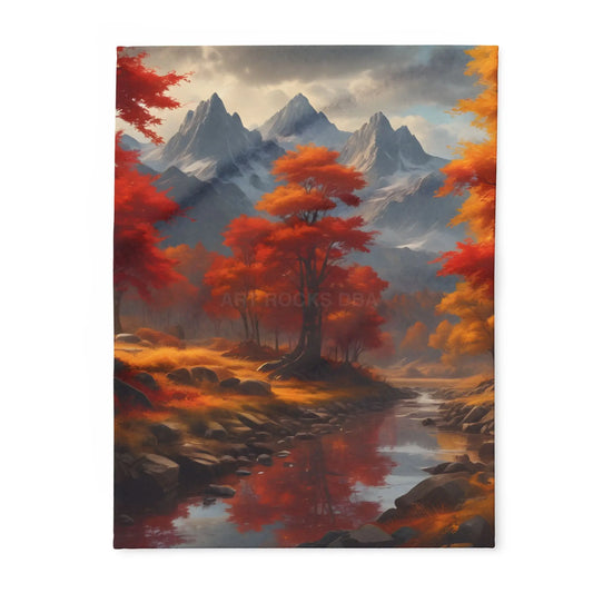 Cozy Autumn Mountains Fleece Blanket Warm Throw for Fall Decor Perfect Gift for Friends and Family Scenic Mountain