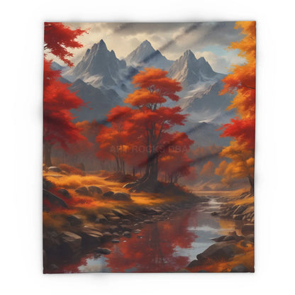Cozy Autumn Mountains Fleece Blanket Warm Throw for Fall Decor Perfect Gift for Friends and Family Scenic Mountain