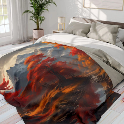 Cozy Autumn Mountains Fleece Blanket Warm Throw for Fall Decor Perfect Gift for Friends and Family Scenic Mountain