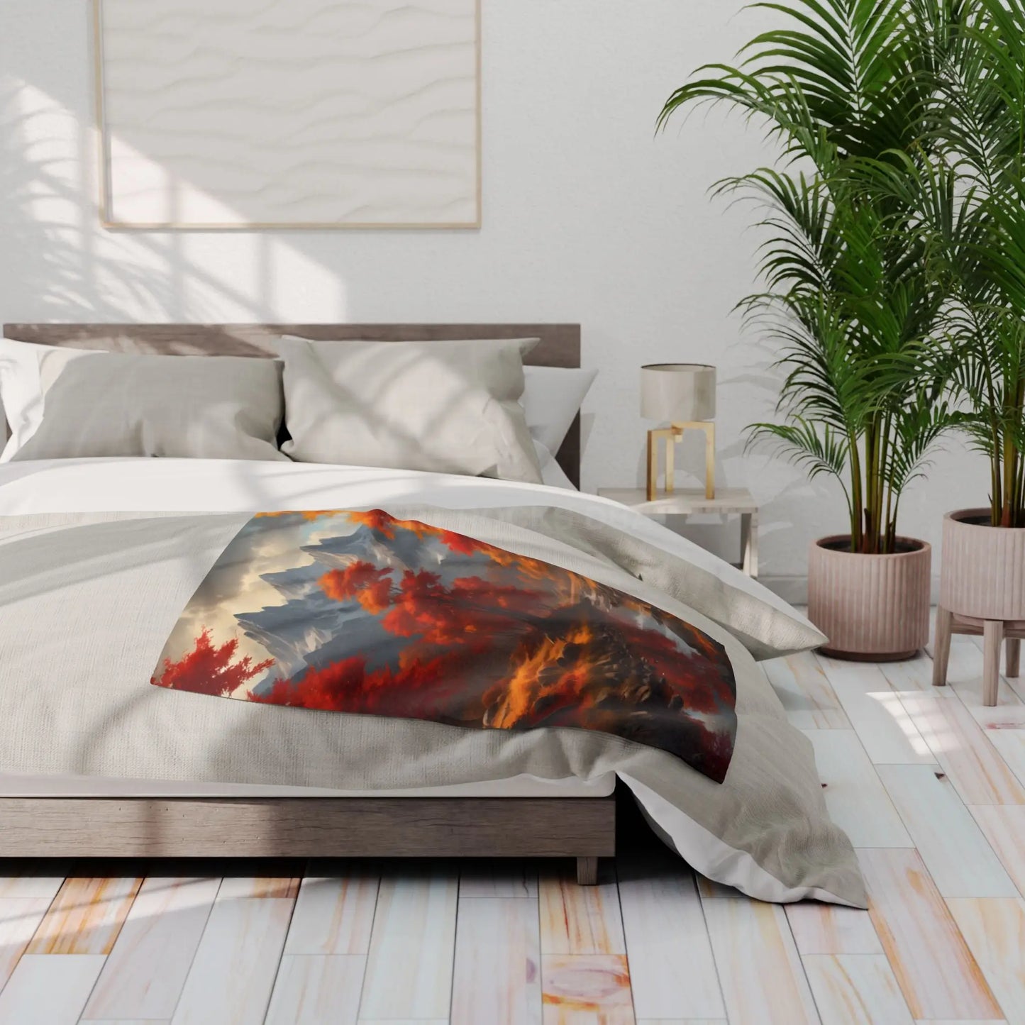 Cozy Autumn Mountains Fleece Blanket Warm Throw for Fall Decor Perfect Gift for Friends and Family Scenic Mountain