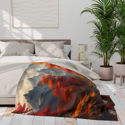 Cozy Autumn Mountains Fleece Blanket Warm Throw for Fall Decor Perfect Gift for Friends and Family Scenic Mountain