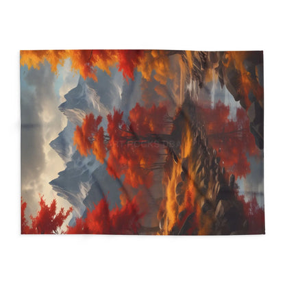 Cozy Autumn Mountains Fleece Blanket Warm Throw for Fall Decor Perfect Gift for Friends and Family Scenic Mountain