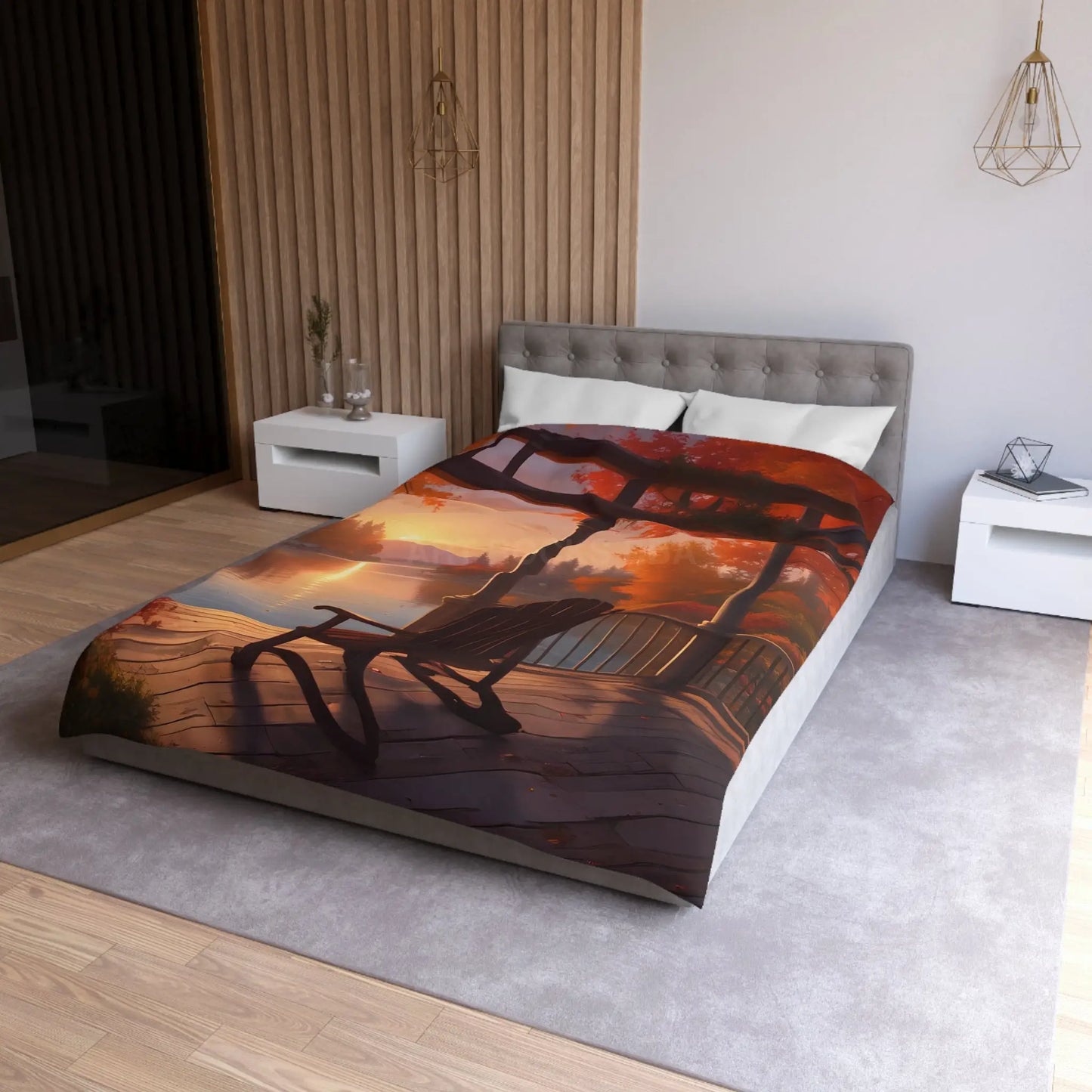 Cozy Autumn Porch Duvet Cover | Harvest Vibe Bedding Fall Decor Nature Lovers Gift Seasonal Home Accents Relaxing