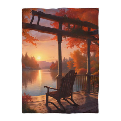 Cozy Autumn Porch Duvet Cover | Harvest Vibe Bedding Fall Decor Nature Lovers Gift Seasonal Home Accents Relaxing