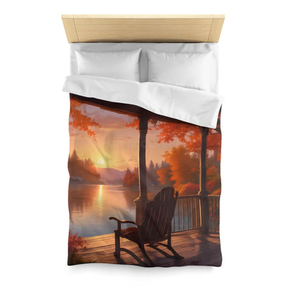 Cozy Autumn Porch Duvet Cover | Harvest Vibe Bedding Fall Decor Nature Lovers Gift Seasonal Home Accents Relaxing