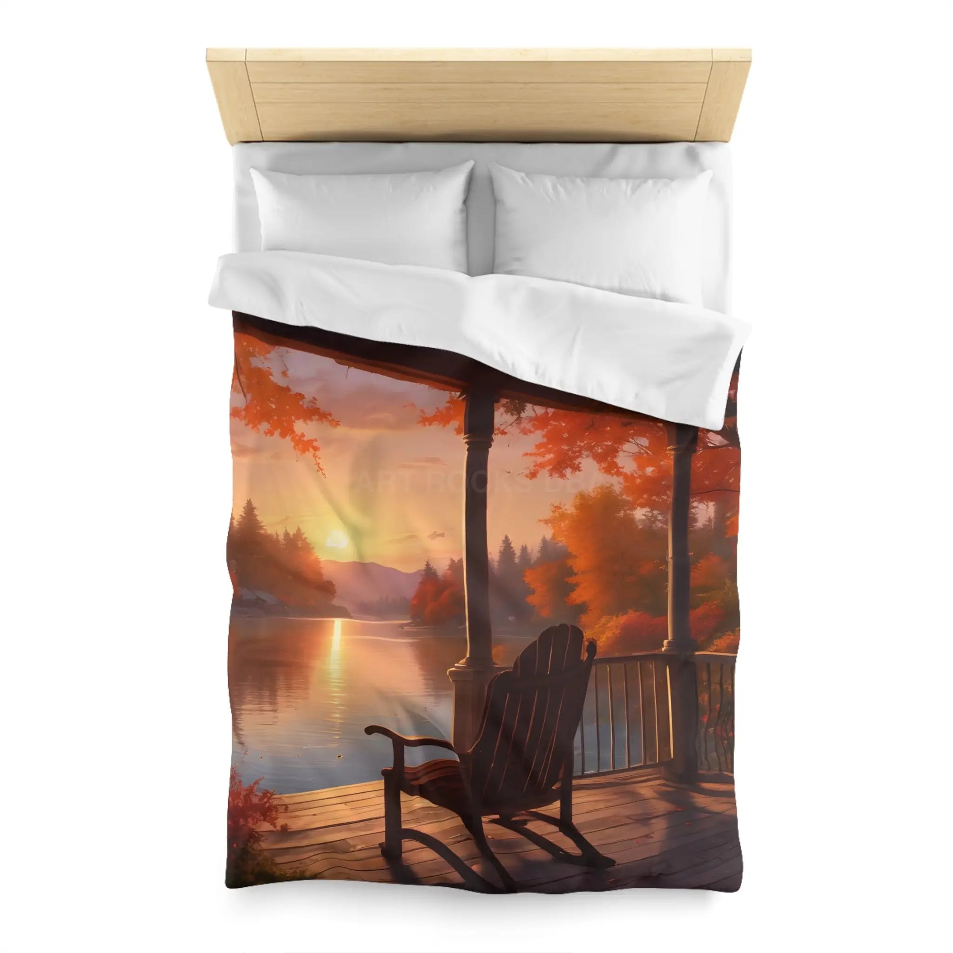 Cozy Autumn Porch Duvet Cover | Harvest Vibe Bedding Fall Decor Nature Lovers Gift Seasonal Home Accents Relaxing