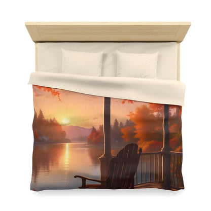 Cozy Autumn Porch Duvet Cover | Harvest Vibe Bedding Fall Decor Nature Lovers Gift Seasonal Home Accents Relaxing