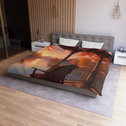 Cozy Autumn Porch Duvet Cover | Harvest Vibe Bedding Fall Decor Nature Lovers Gift Seasonal Home Accents Relaxing