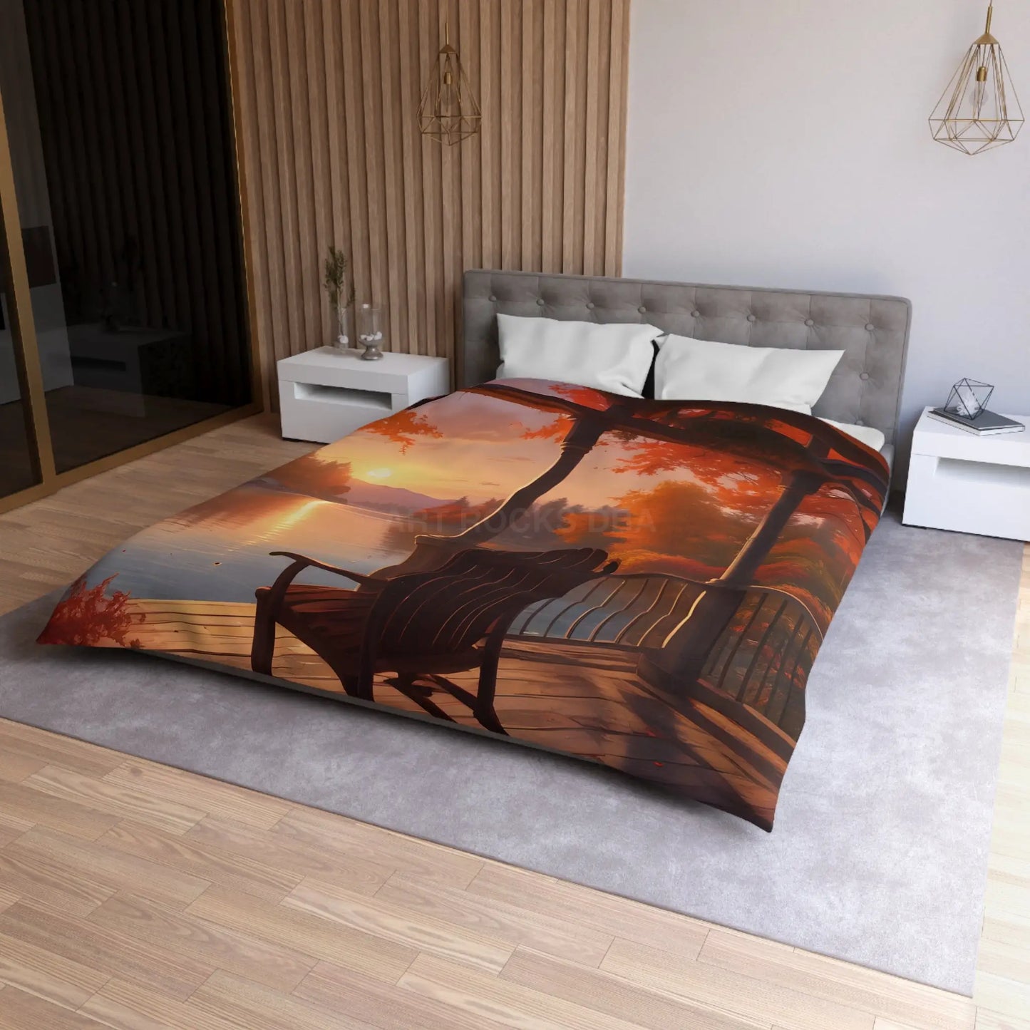 Cozy Autumn Porch Duvet Cover | Harvest Vibe Bedding Fall Decor Nature Lovers Gift Seasonal Home Accents Relaxing