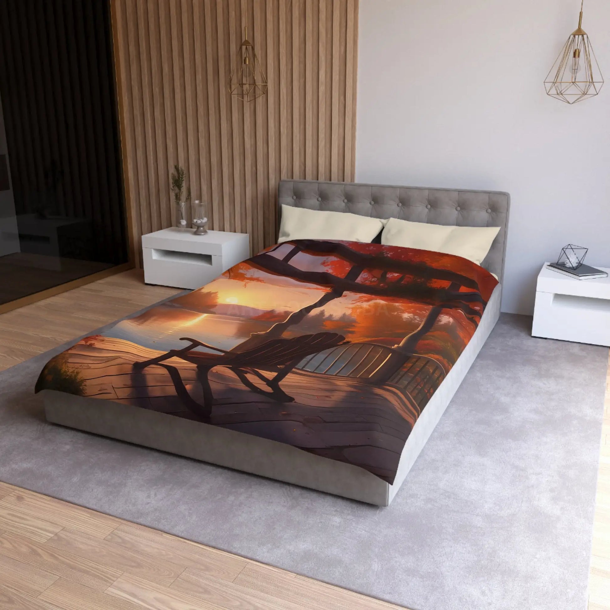 Cozy Autumn Porch Duvet Cover | Harvest Vibe Bedding Fall Decor Nature Lovers Gift Seasonal Home Accents Relaxing