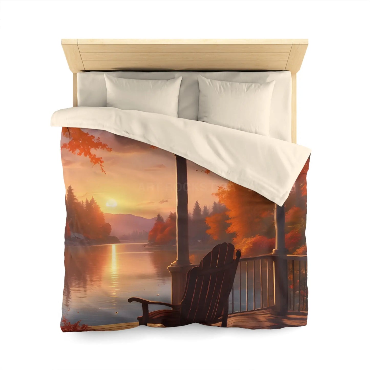 Cozy Autumn Porch Duvet Cover | Harvest Vibe Bedding Fall Decor Nature Lovers Gift Seasonal Home Accents Relaxing
