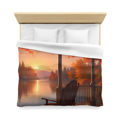 Cozy Autumn Porch Duvet Cover | Harvest Vibe Bedding Fall Decor Nature Lovers Gift Seasonal Home Accents Relaxing