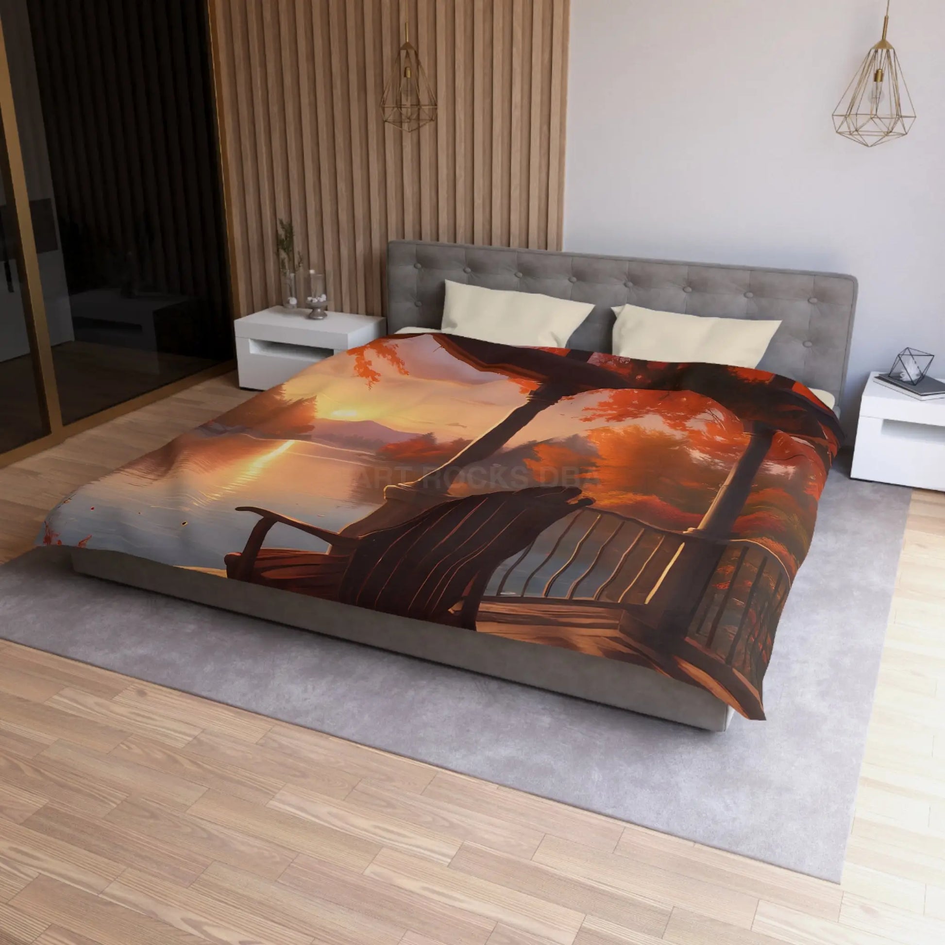 Cozy Autumn Porch Duvet Cover | Harvest Vibe Bedding Fall Decor Nature Lovers Gift Seasonal Home Accents Relaxing