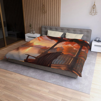 Cozy Autumn Porch Duvet Cover | Harvest Vibe Bedding Fall Decor Nature Lovers Gift Seasonal Home Accents Relaxing