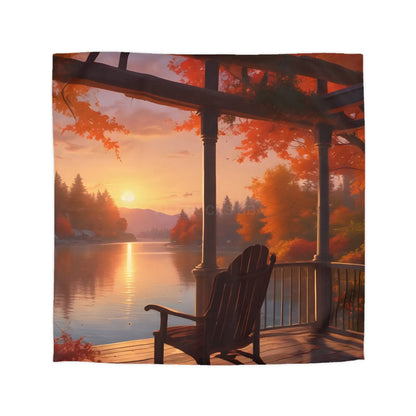 Cozy Autumn Porch Duvet Cover | Harvest Vibe Bedding Fall Decor Nature Lovers Gift Seasonal Home Accents Relaxing